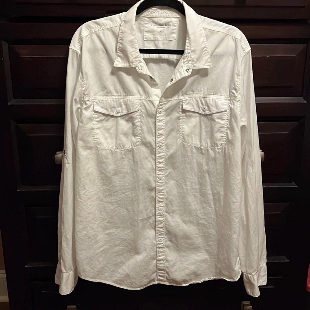 Calvin Klein Jeans White Button Down Long Sleeve Shirt
